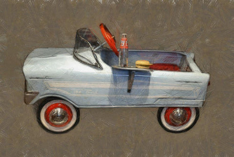 Tee Bird Pedal Car White Modern Wood Framed Art Print with Double Matting by Calkins, Michelle