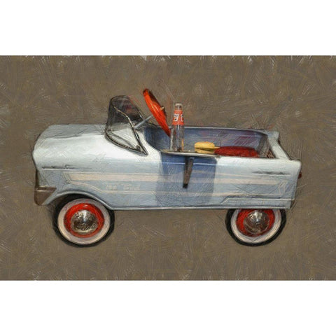 Tee Bird Pedal Car Gold Ornate Wood Framed Art Print with Double Matting by Calkins, Michelle