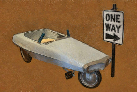 Probe Pedal Car Black Ornate Wood Framed Art Print with Double Matting by Calkins, Michelle