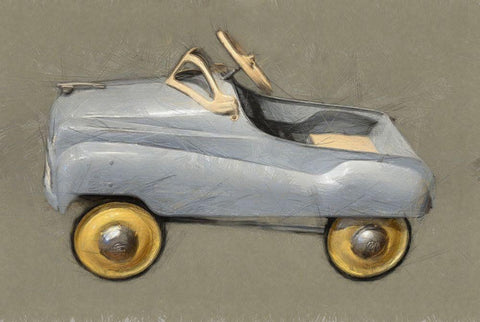 Antique Pedal Car White Modern Wood Framed Art Print with Double Matting by Calkins, Michelle