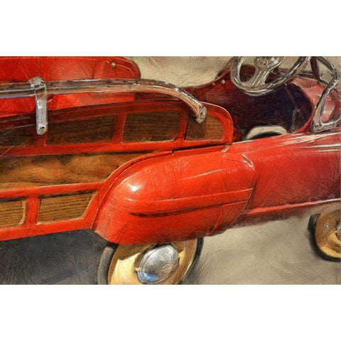 Fire Engine Pedal Car  Black Modern Wood Framed Art Print with Double Matting by Calkins, Michelle