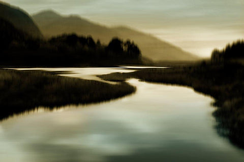 Calm River I White Modern Wood Framed Art Print with Double Matting by Clark, Madeline