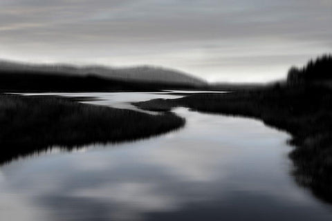 Calm River II White Modern Wood Framed Art Print with Double Matting by Clark, Madeline
