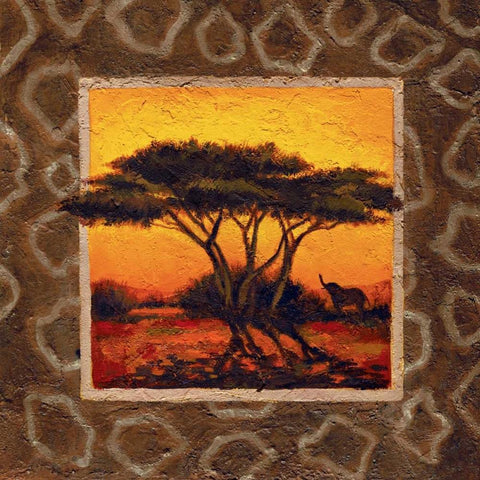 Savannah Sunset IV Black Ornate Wood Framed Art Print with Double Matting by Madou