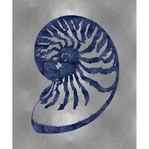 Sea Life - Blue on Silver III White Modern Wood Framed Art Print by Miller, Melonie