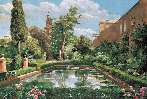 A spanish  afternoon Black Ornate Wood Framed Art Print with Double Matting by Y Rodriquez, Manuel Garcia