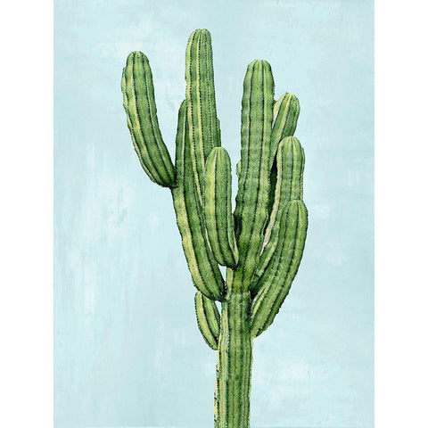 Cactus on Blue I White Modern Wood Framed Art Print by Jensen, Mia