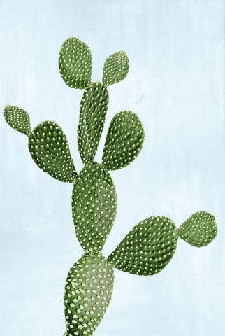 Cactus on Blue VII White Modern Wood Framed Art Print with Double Matting by Jensen, Mia