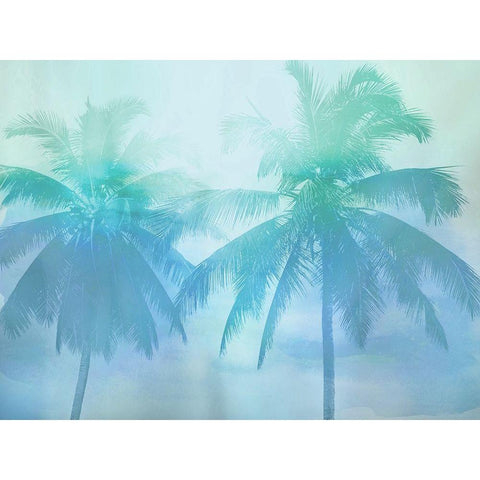 Palm Breeze Blue II Gold Ornate Wood Framed Art Print with Double Matting by Jensen, Mia