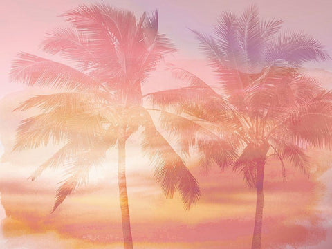 Palm Breeze I White Modern Wood Framed Art Print with Double Matting by Jensen, Mia