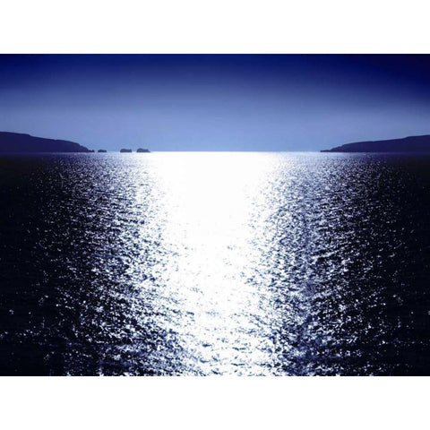 Sunlight Reflection - Blue Black Modern Wood Framed Art Print with Double Matting by Olsen, Maggie