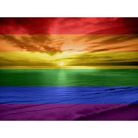 Rainbow Sunset White Modern Wood Framed Art Print by Olsen, Maggie