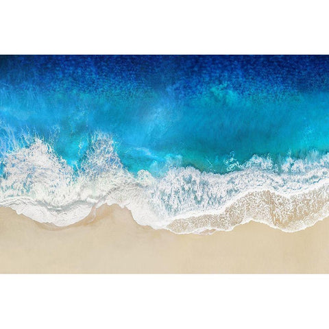 Aqua Ocean Waves From Above Gold Ornate Wood Framed Art Print with Double Matting by Olsen, Maggie