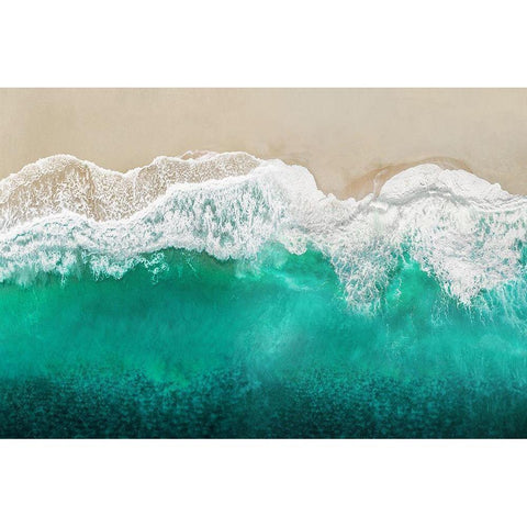 Teal Ocean Waves From Above I White Modern Wood Framed Art Print by Olsen, Maggie