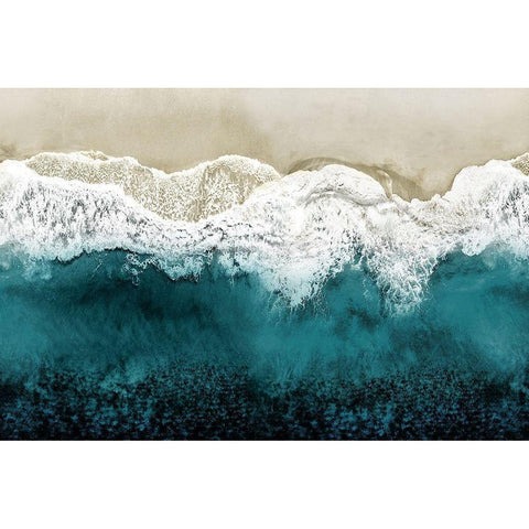 Teal Ocean Waves From Above II Black Modern Wood Framed Art Print with Double Matting by Olsen, Maggie