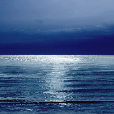 Moonlit Ocean Blue II Black Modern Wood Framed Art Print by Olsen, Maggie