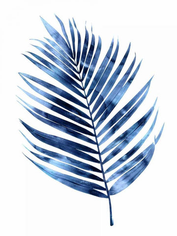 Indigo Palm I White Modern Wood Framed Art Print with Double Matting by Miller, Melonie