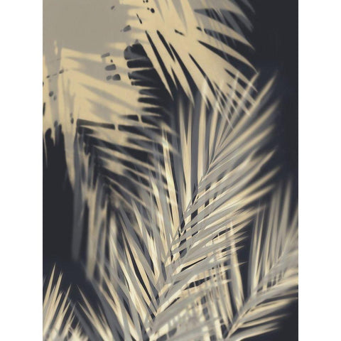 Palm Shadows Cream II Black Modern Wood Framed Art Print with Double Matting by Miller, Melonie