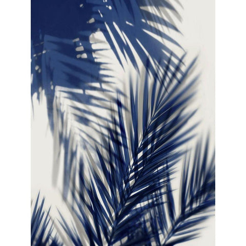 Palm Shadows Blue II White Modern Wood Framed Art Print by Miller, Melonie