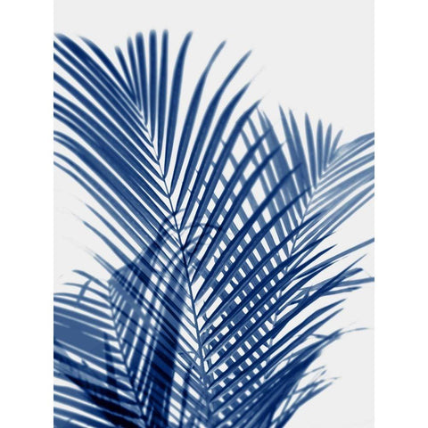 Palm Shadows Indigo I White Modern Wood Framed Art Print by Miller, Melonie