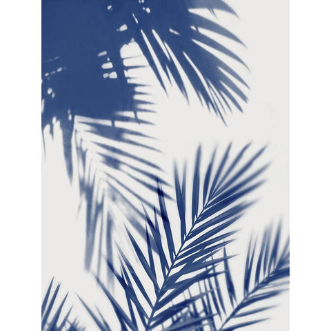 Palm Shadows Indigo II White Modern Wood Framed Art Print by Miller, Melonie