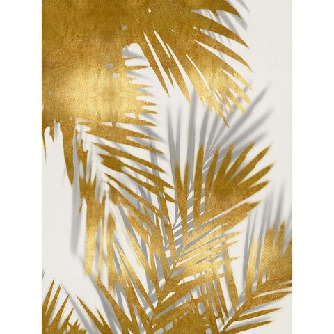 Palm Shadows Gold II White Modern Wood Framed Art Print by Miller, Melonie