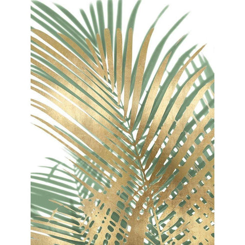 Palm Shadows Gold on Green I White Modern Wood Framed Art Print by Miller, Melonie