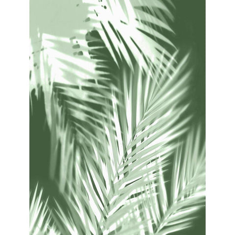 Palm Shadows Green II White Modern Wood Framed Art Print by Miller, Melonie