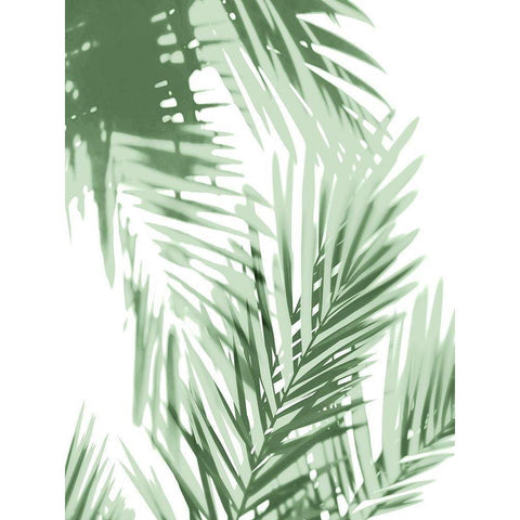 Palm Shadows Green IV White Modern Wood Framed Art Print by Miller, Melonie