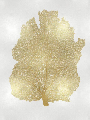 Sea Fan Gold I White Modern Wood Framed Art Print with Double Matting by Miller, Melonie