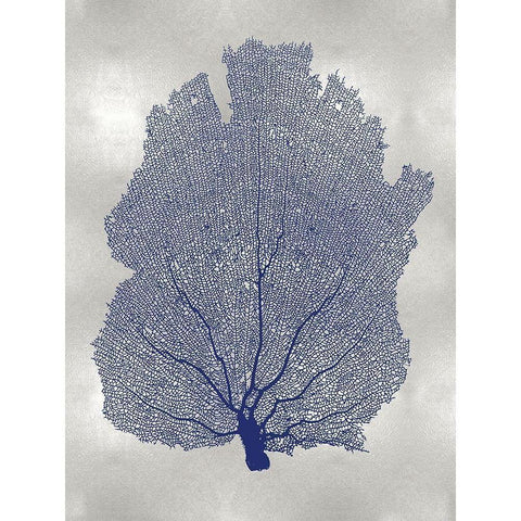 Sea Fan Indigo Blue I Black Modern Wood Framed Art Print with Double Matting by Miller, Melonie