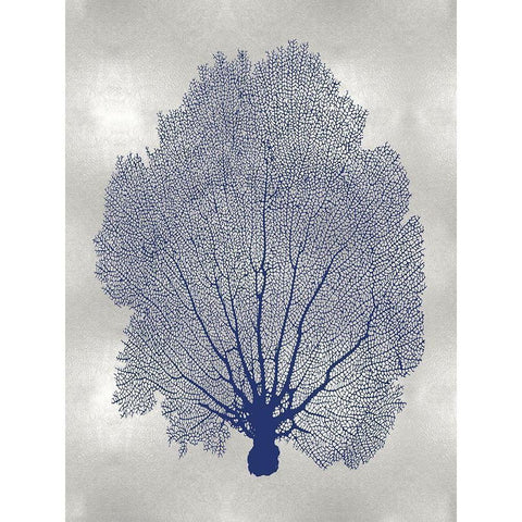 Sea Fan Indigo Blue II White Modern Wood Framed Art Print by Miller, Melonie