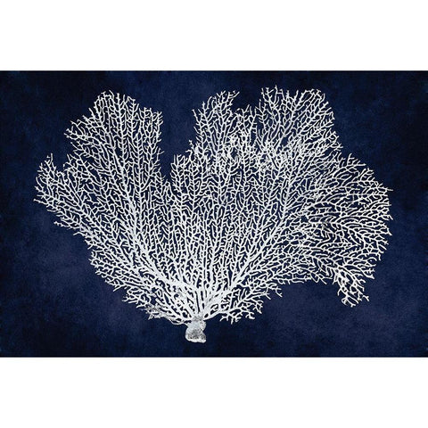Sea Fan on Indigo Blue I Gold Ornate Wood Framed Art Print with Double Matting by Miller, Melonie