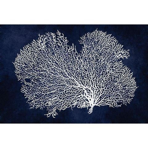 Sea Fan on Indigo Blue II Gold Ornate Wood Framed Art Print with Double Matting by Miller, Melonie