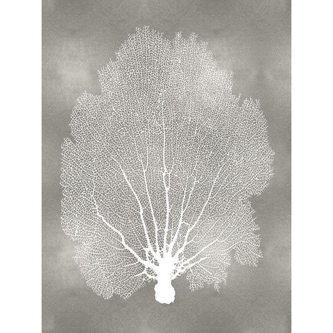 Sea Fan on Silver II White Modern Wood Framed Art Print by Miller, Melonie