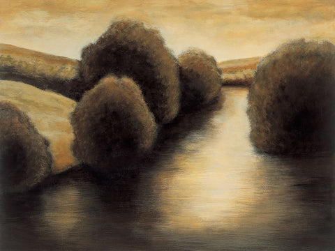 Reflective Vista II Black Ornate Wood Framed Art Print with Double Matting by Montero, Mario