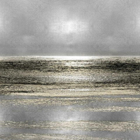 Silver Seascape I White Modern Wood Framed Art Print by Matthews, Michelle