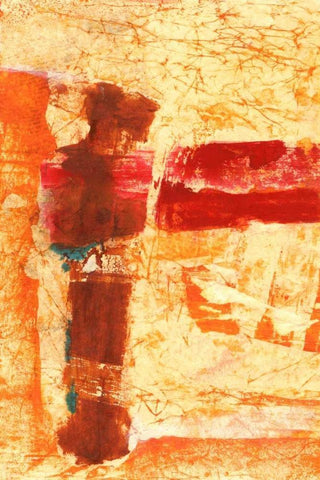 Orange Commotion White Modern Wood Framed Art Print with Double Matting by Oppenheimer, Michelle