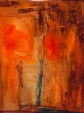 Orange Glow White Modern Wood Framed Art Print with Double Matting by Oppenheimer, Michelle