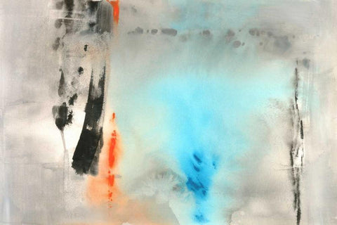 Dusky Turquoise Black Ornate Wood Framed Art Print with Double Matting by Oppenheimer, Michelle