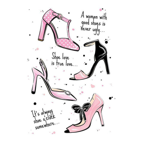 Shoe Quotes Gold Ornate Wood Framed Art Print with Double Matting by Pavlova, Martina