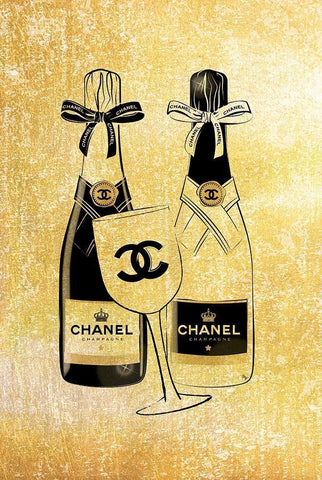 Champagne II Black Ornate Wood Framed Art Print with Double Matting by Pavlova, Martina