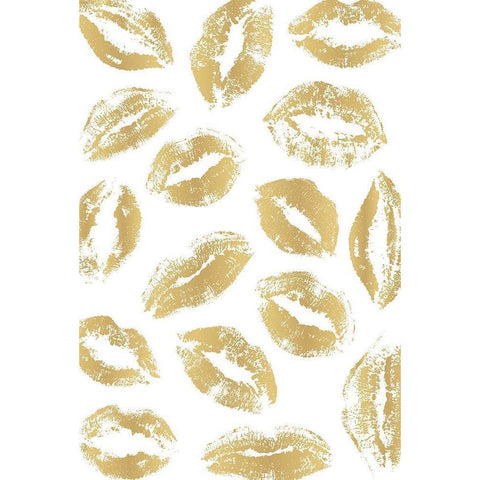 Golden Kisses White Modern Wood Framed Art Print by Pavlova, Martina