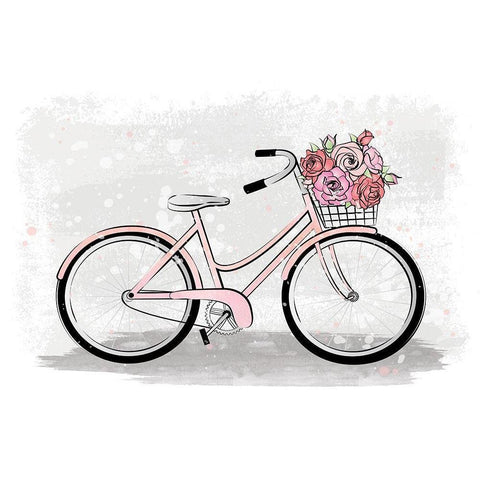 Pink Bike Gold Ornate Wood Framed Art Print with Double Matting by Pavlova, Martina