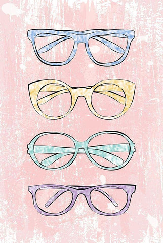 Pink Glasses White Modern Wood Framed Art Print with Double Matting by Pavlova, Martina