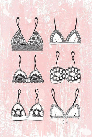 Pink Lingerie White Modern Wood Framed Art Print with Double Matting by Pavlova, Martina