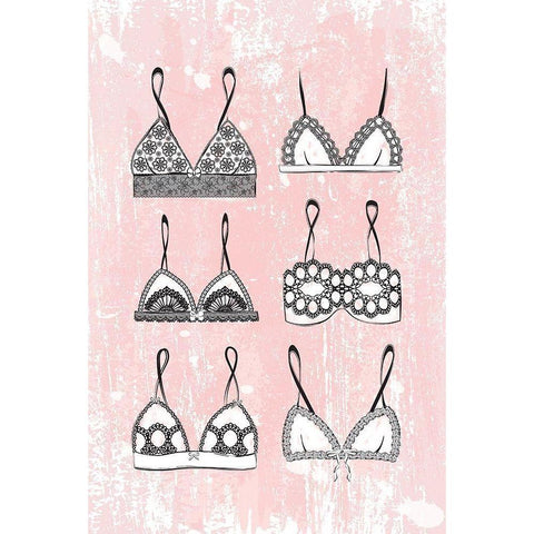 Pink Lingerie Black Modern Wood Framed Art Print with Double Matting by Pavlova, Martina
