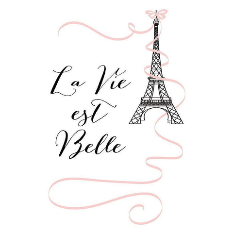 La Vie Est Belle White Modern Wood Framed Art Print by Pavlova, Martina