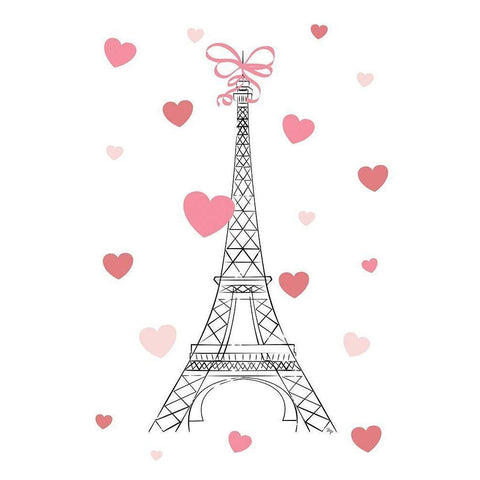 Love In Paris White Modern Wood Framed Art Print by Pavlova, Martina