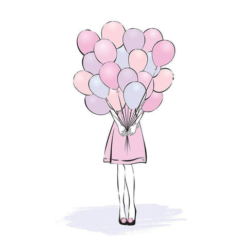 Balloons White Modern Wood Framed Art Print by Pavlova, Martina